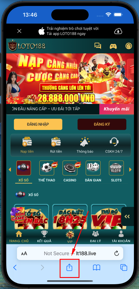 Bước 3.1: nút Chia sẻ trên Safari phiên bản iOS cũ