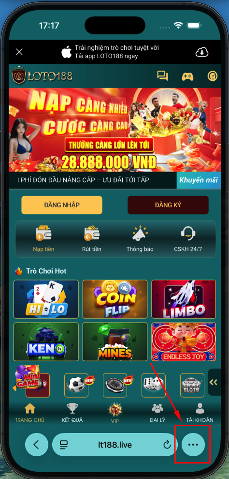 Bước 3.2 (1/2): nhấn nút More trên Safari phiên bản iOS mới
