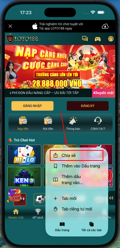 Bước 3.2 (2/2): chọn Chia sẻ trong menu More